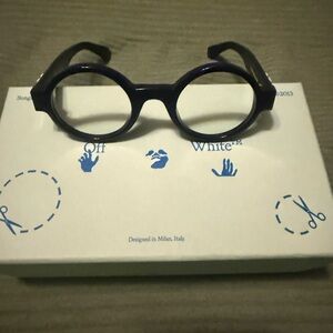 Off-White BlueBlock 138mm Round Eyewear, Navy Blue Block